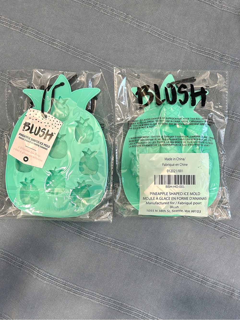 Set of 2! BLUSH Pineapple Ice Cube Tray - Aqua Silicone - Picture 4 of 4